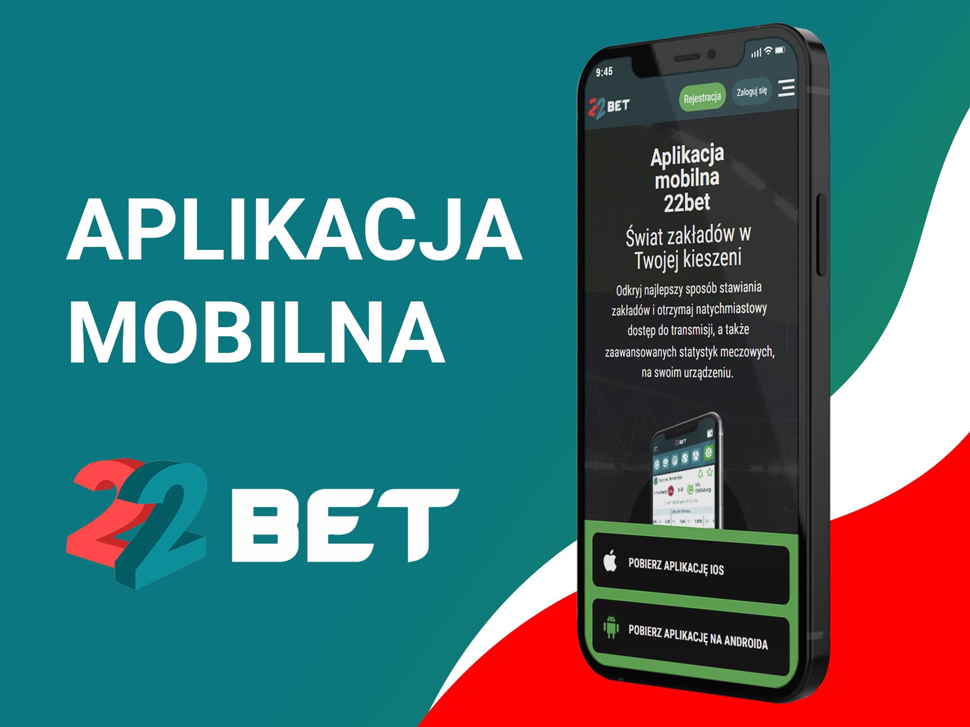 Interfejs aplikacji 22Bet na smartfonie